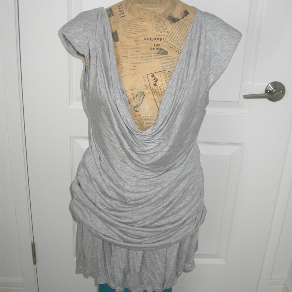 Grey Rauched Cowl Necked Top